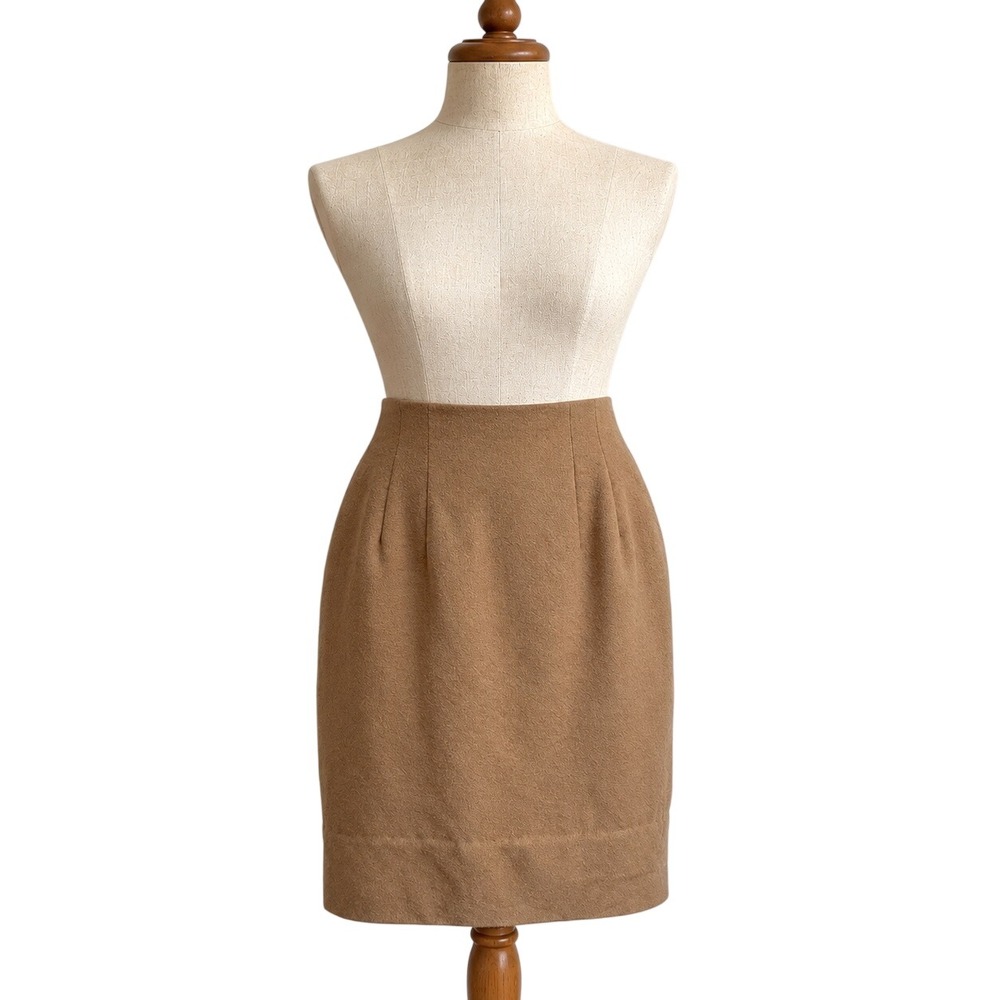 90s Vintage Ann Taylor Wool Pencil Skirt Camel Tan Sz 4 Altered High Waist Korea